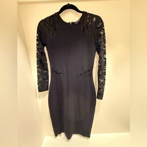 French Connection Black Lace Long Sleeve Dress